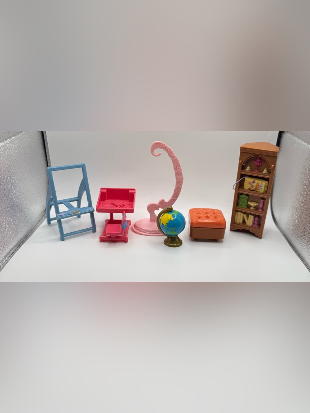 Fisher Price Loving Family Doll House Accessories Globe Bird Stand Ottoman Vtg